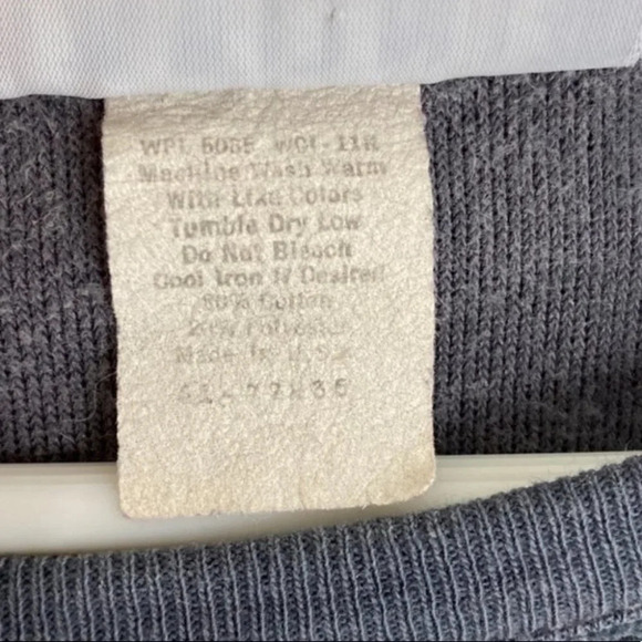 Vintage 80s Velour Pullover Sweatshirt Mens Medium Grandpa Unisex Gray Velvet - Picture 7 of 10